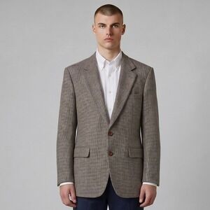 Harris Tweed Blazer Mens 40R Brown Tan Scottish Wool Sport Coat 2-Button Vintage